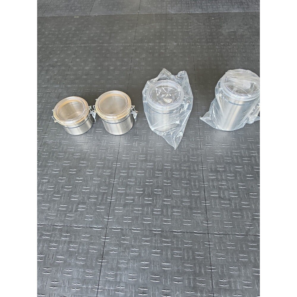 4-Piece Stainless Steel Canister Set w/ Acrylic Lid and Clamp. Nice Set